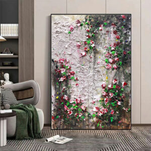 Pink Rose Painting Modern Art Canvas Large Vertical Wall Art