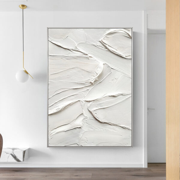Pure White Texture Oil Painting Large White Wall Art For House Artwork