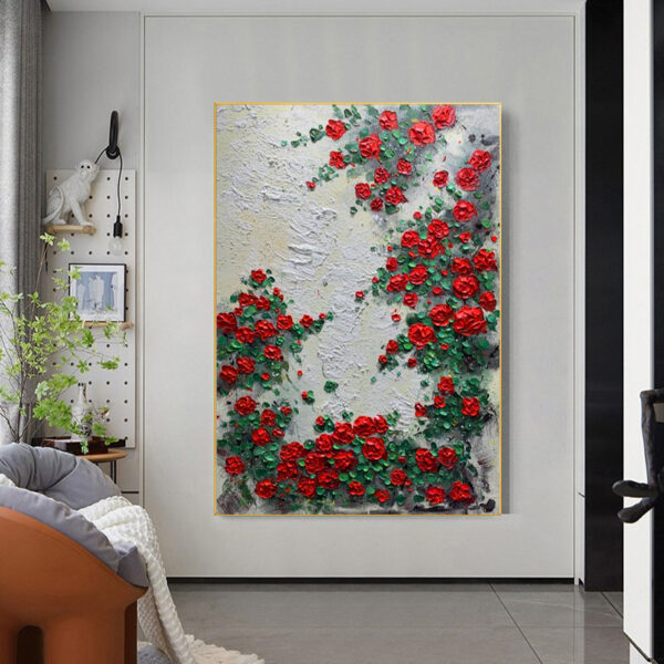 Red Rose Painting Romantic Bedroom Wall Art Beautiful Art