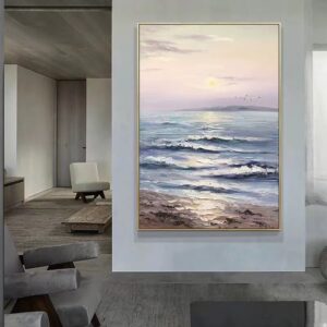 Sunrise Painting Painted Seascapes Abstract Artwork Wall Decorations For Living Room