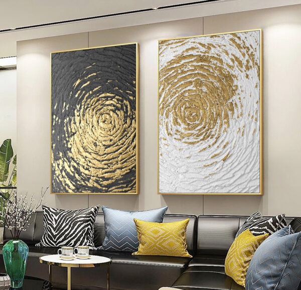 Black And Gold Painting Luxury Black Living Room Large Framed Wall Art