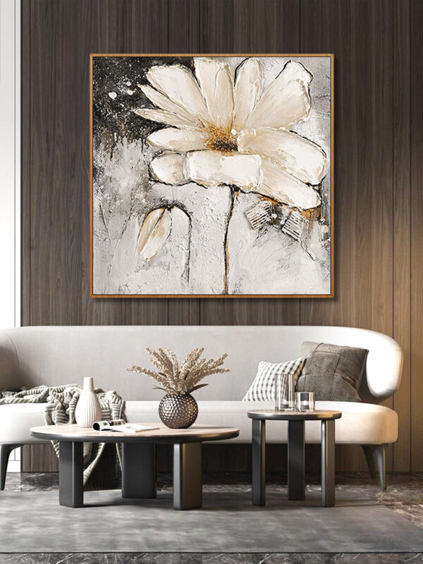 Magnolia Painting Large Black And White Wall Art Dining Room Accent Wall