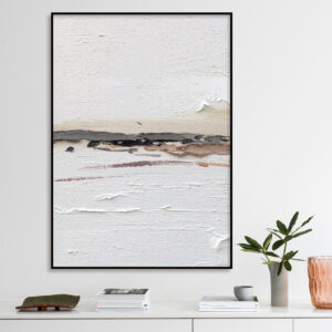 White Acrylic Paint Neutral Abstract Art Living Room