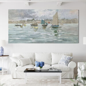 sailboat painting ocean wall art modern coastal decor