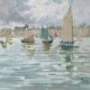 sailboat painting ocean wall art modern coastal decor