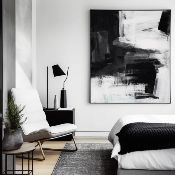 Framed Painting Minimalist Wall Art Black And White Wall Art Hotel Room Decoration
