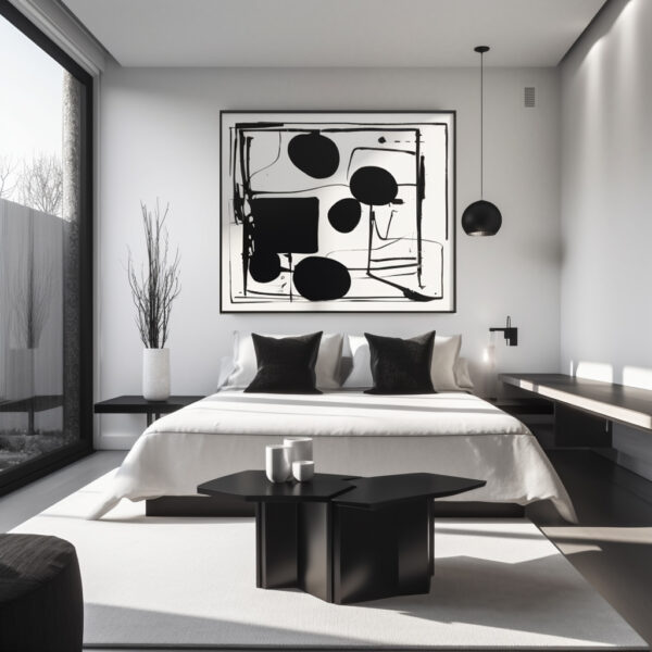 Geometry Large Modern Wall Art In Living Room Large Black And White Painting