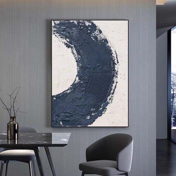 Large Framed Pictures Wabi-sabi Navy Blue Wall Art Dining Room Wall Decor Ideas