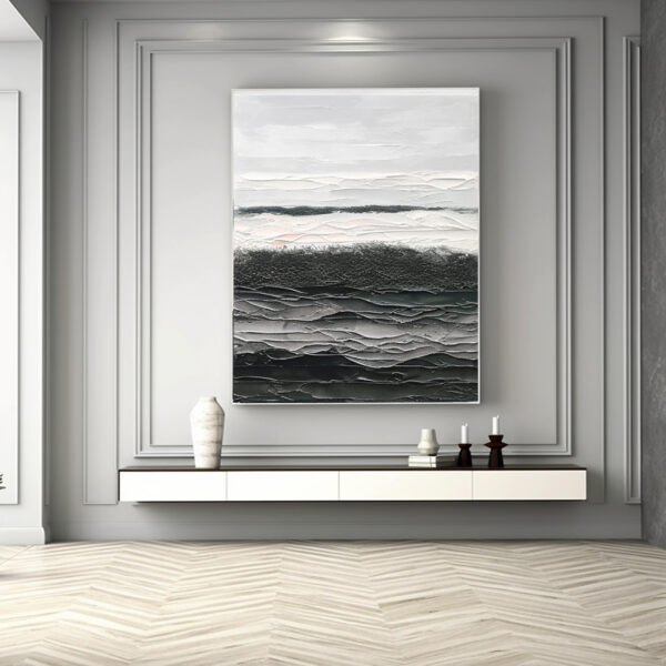 Large Wall Decorations Black And White Abstract Painting Sea Wave House Paintings