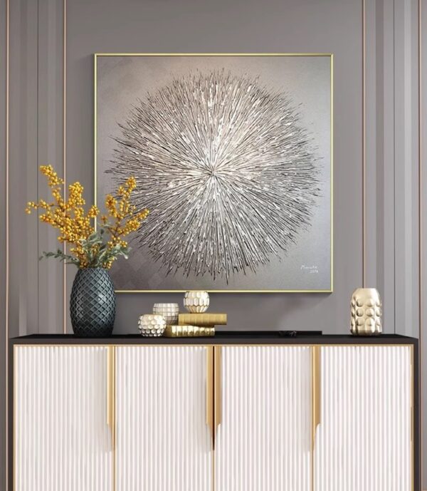 Sliver Snowflake Wall Art Painting Luxury Living Room Decoration