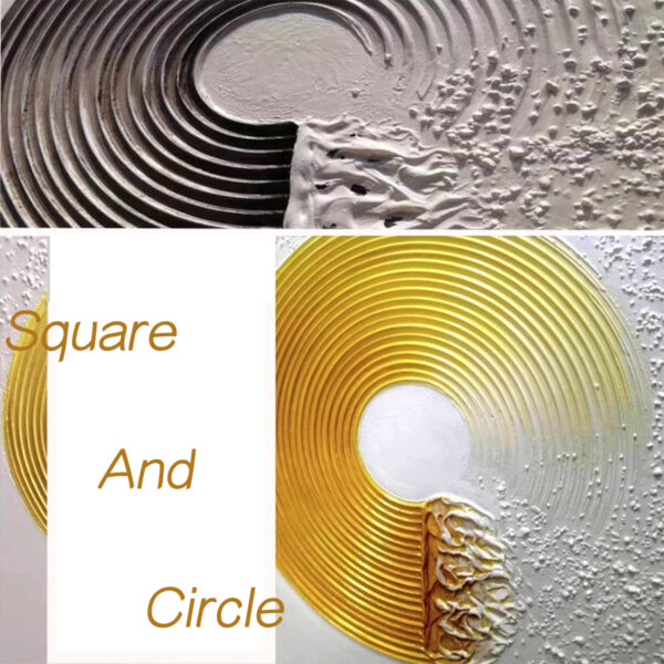 Square And Round Wall Art Gold Painting Luxury Wall Decor For Dining Room