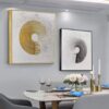 Square And Round Wall Art Gold Painting Luxury Wall Decor For Dining Room