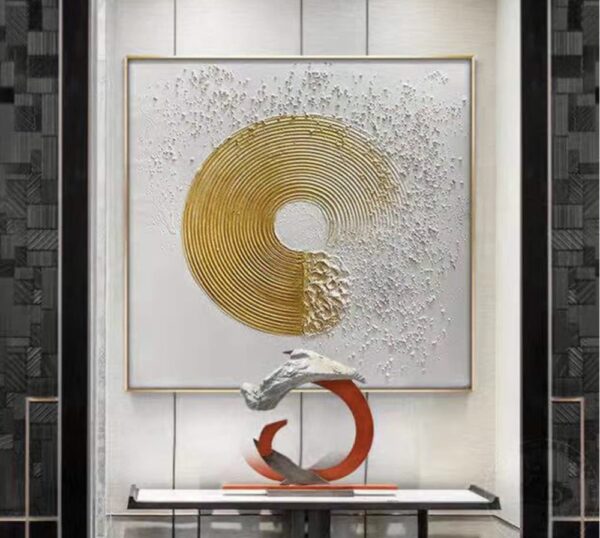Square And Round Wall Art Gold Painting Luxury Wall Decor For Dining Room