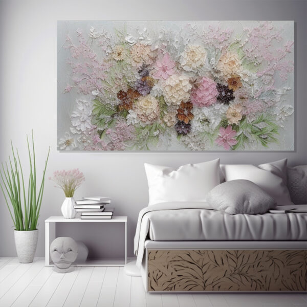 Large Wall Decor Pink Room Decor Floral Paintings Dining Room Wall Art1