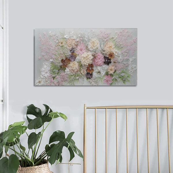 Large Wall Decor Pink Room Decor Floral Paintings Dining Room Wall Art1