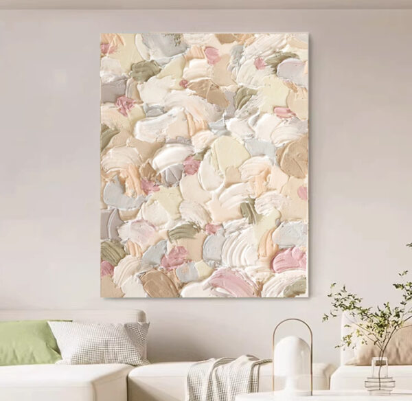 Creamy Petal Flower Painting On Canvas, BOHO 3D Textured Wall Art, Original Artwork, Palette Knife Painting, Living Room Modern Large Canvas