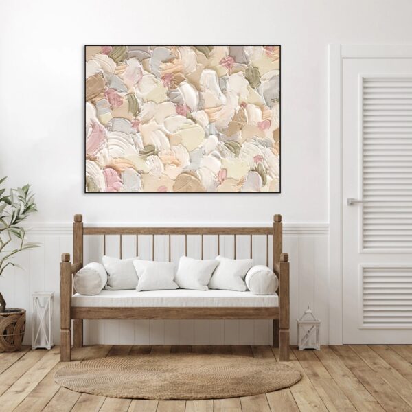Creamy Petal Flower Painting On Canvas, BOHO 3D Textured Wall Art, Original Artwork, Palette Knife Painting, Living Room Modern Large Canvas