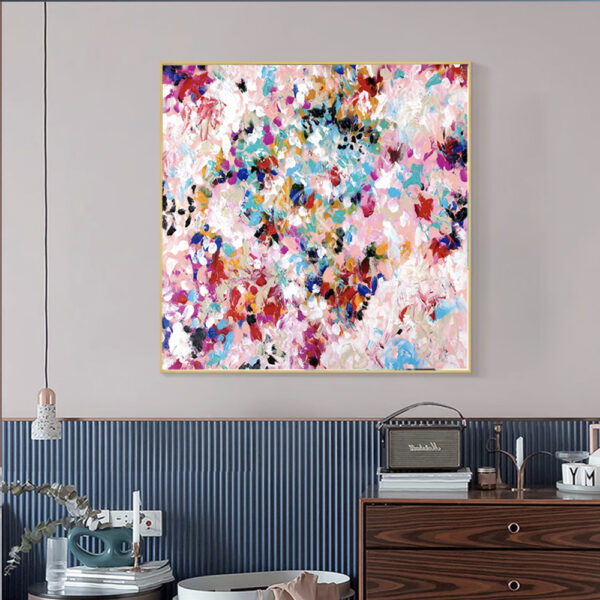 Large Colorful Oil Painting, Colorful Abstract Artwork, Color Petals Absract Wall Art, Pink Canvas Painting, Modern Wall Decor, Original Art