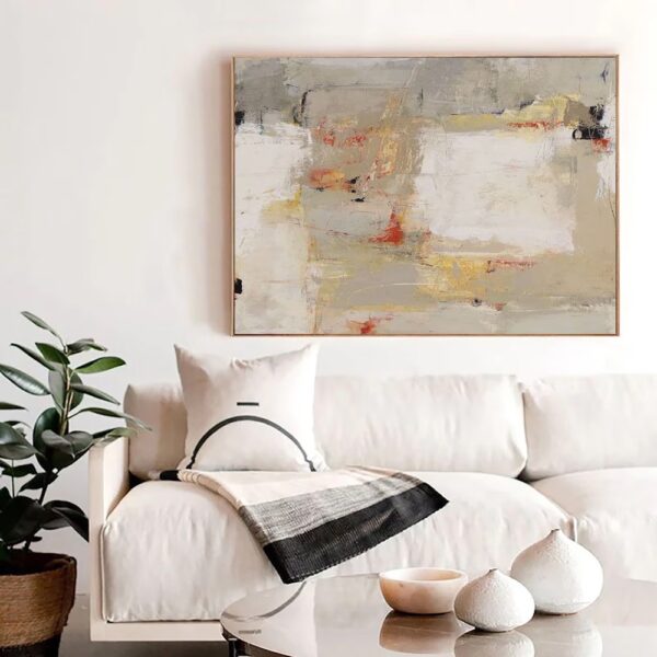 Large Original Beige Abstract Painting For Living Room Contemporary Paintings, Beige Brown Painting, WABI-SABI Oversized Scandinavian Art